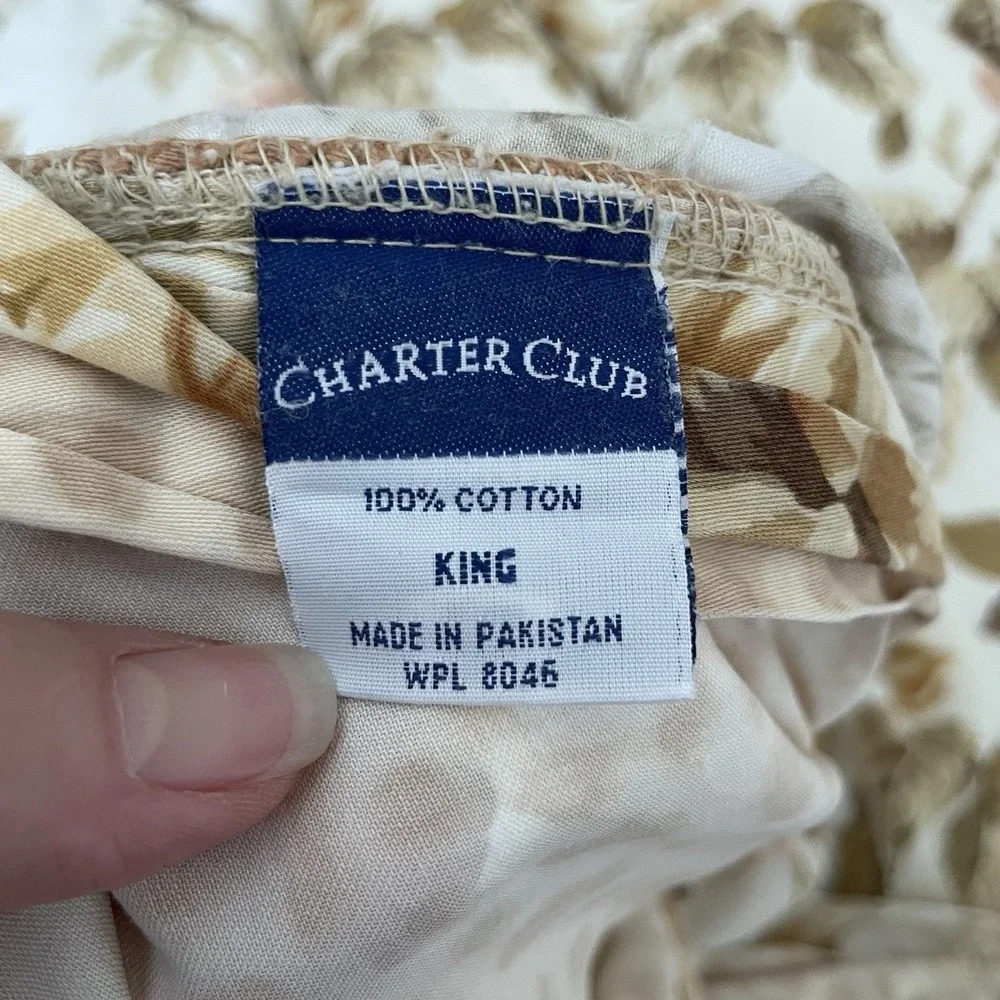 Charter Club Antique Floral King Size Duvet Cover 2 Euro Shams Reversible Fringe